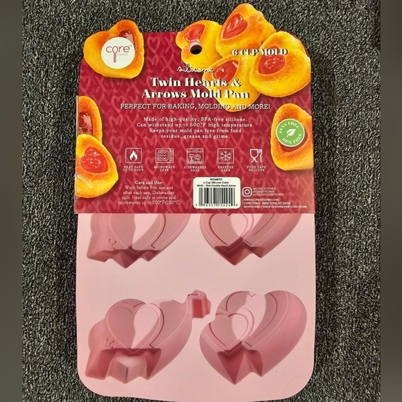 Valentine’s Day Silicone Heart Mold Sweetheart Twin Hearts and Arrows - Picture 2 of 2